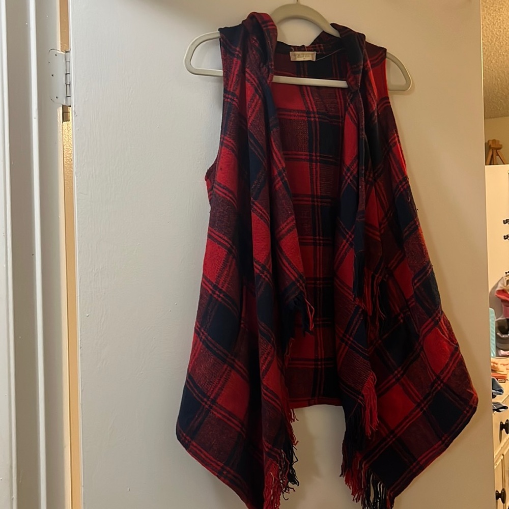 Red and Blue Hooded vest